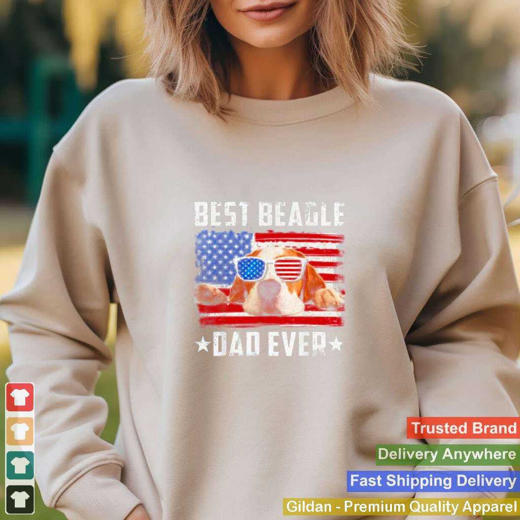 Best Beagle Dad Ever Dog Lover American Flag Shirt 2