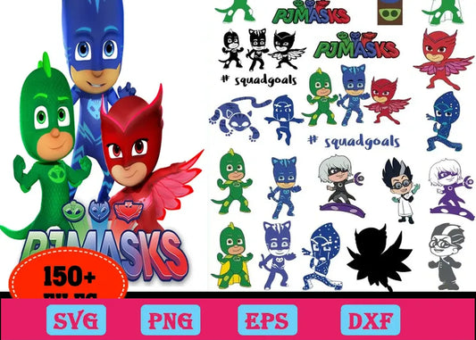 150 Files PJ Masks Svg Bundle