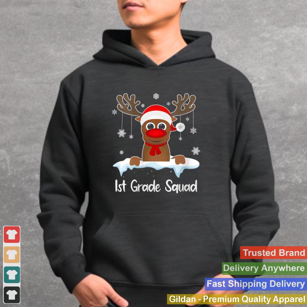 1st Grade Squad Xmas Reindeer Santa Hat Christmas party Shirt