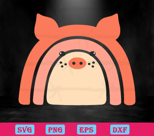 Rainbow Cute Pig, Svg Png Dxf Eps Cricut Files