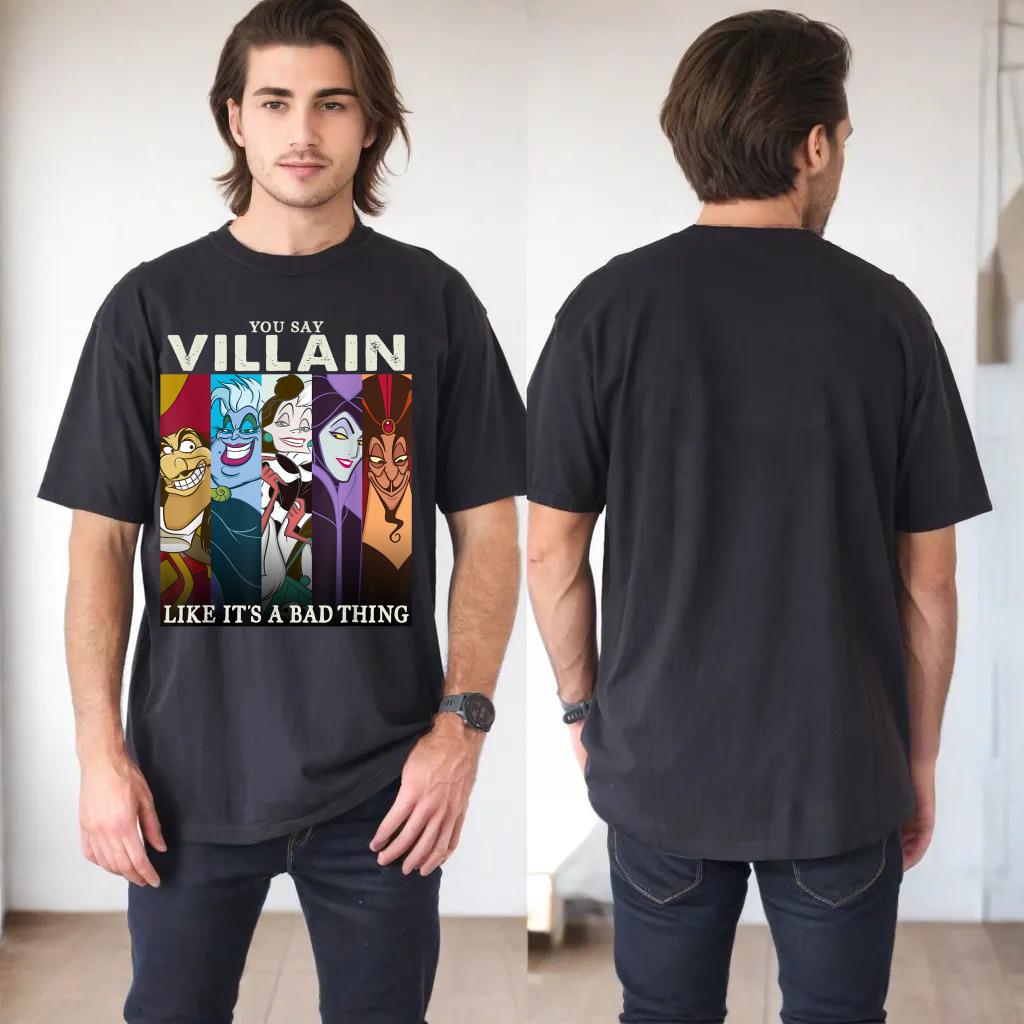 Disney Villains Colorful Group Shot Humor Graphic T-Shirt