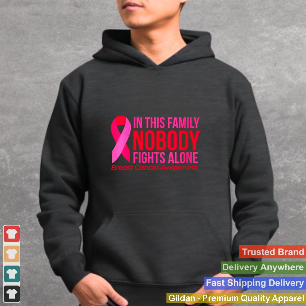 In This Family Nobody Fights Alone Breast Cancer Awareness T Shirt