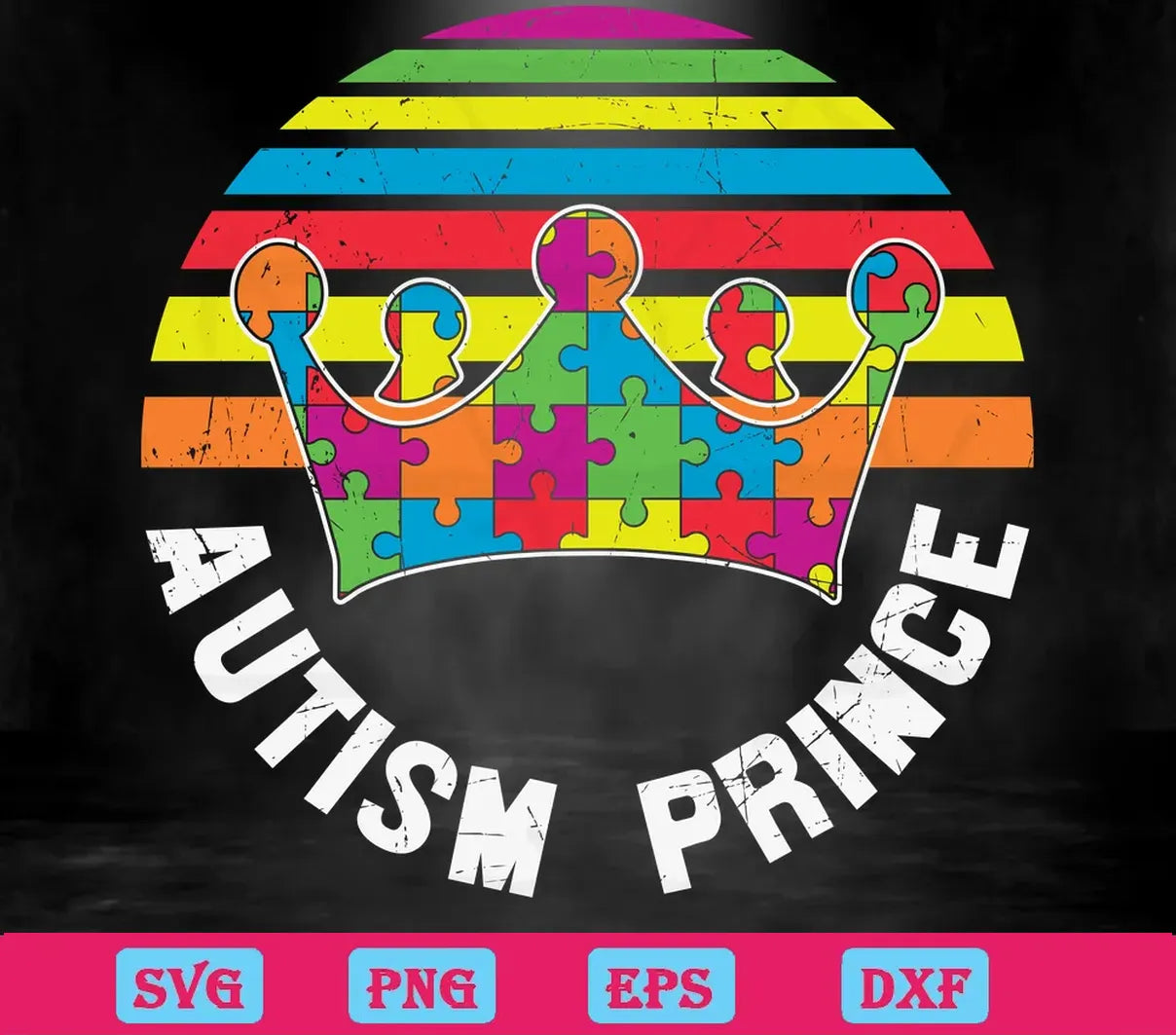 Autism Prince Crown Colorful Puzzle, Download Svg Cut Files Free Commercial Use