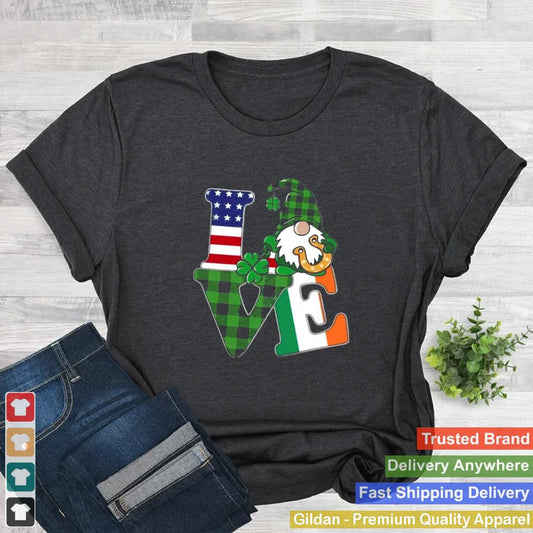 American flag Gnome Love St Patricks Day shirt