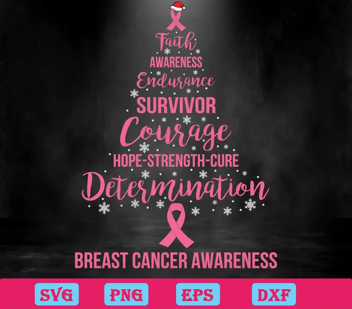 Breast Cancer Awareness Christmas Tree, Digital Files