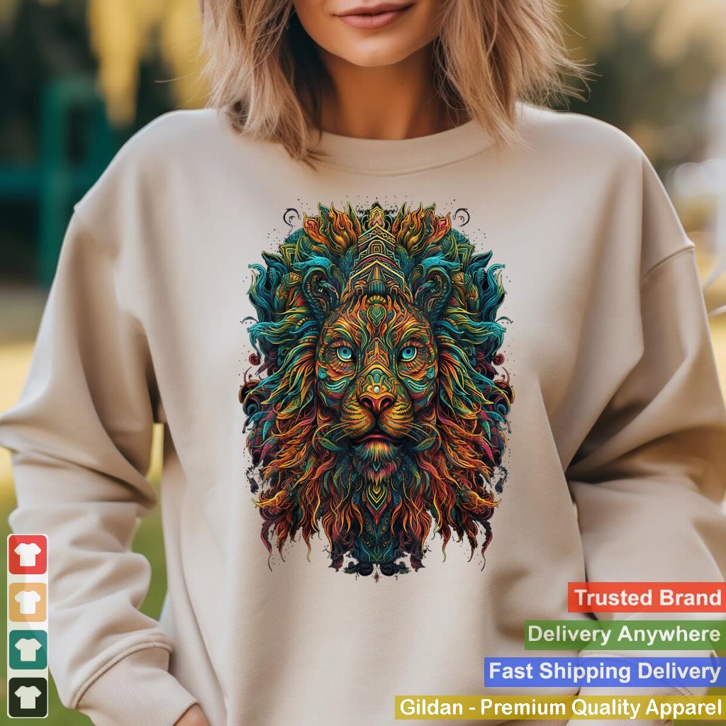 Colorful Lion  Psychedelic Art Trippy Hippie Men Women