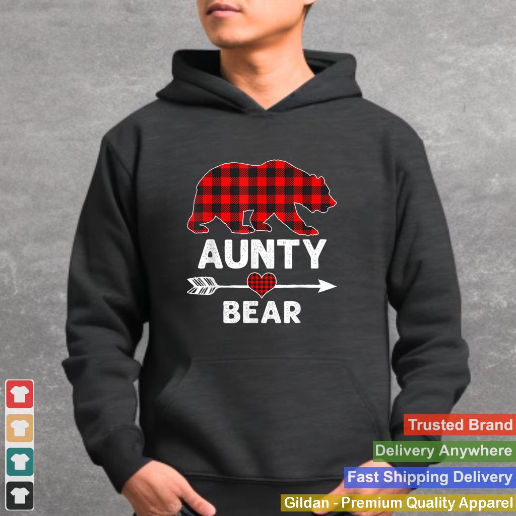 Aunty Bear Christmas Pajama Red Plaid Buffalo Family T Shirt 2