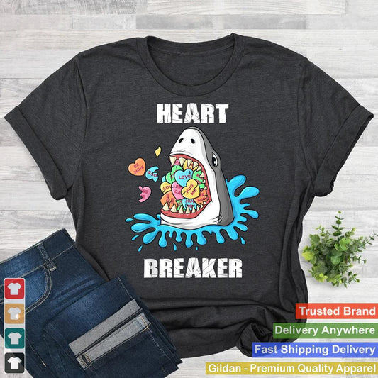 Valentines Day Shark Heart Breaker Funny Boys Kids