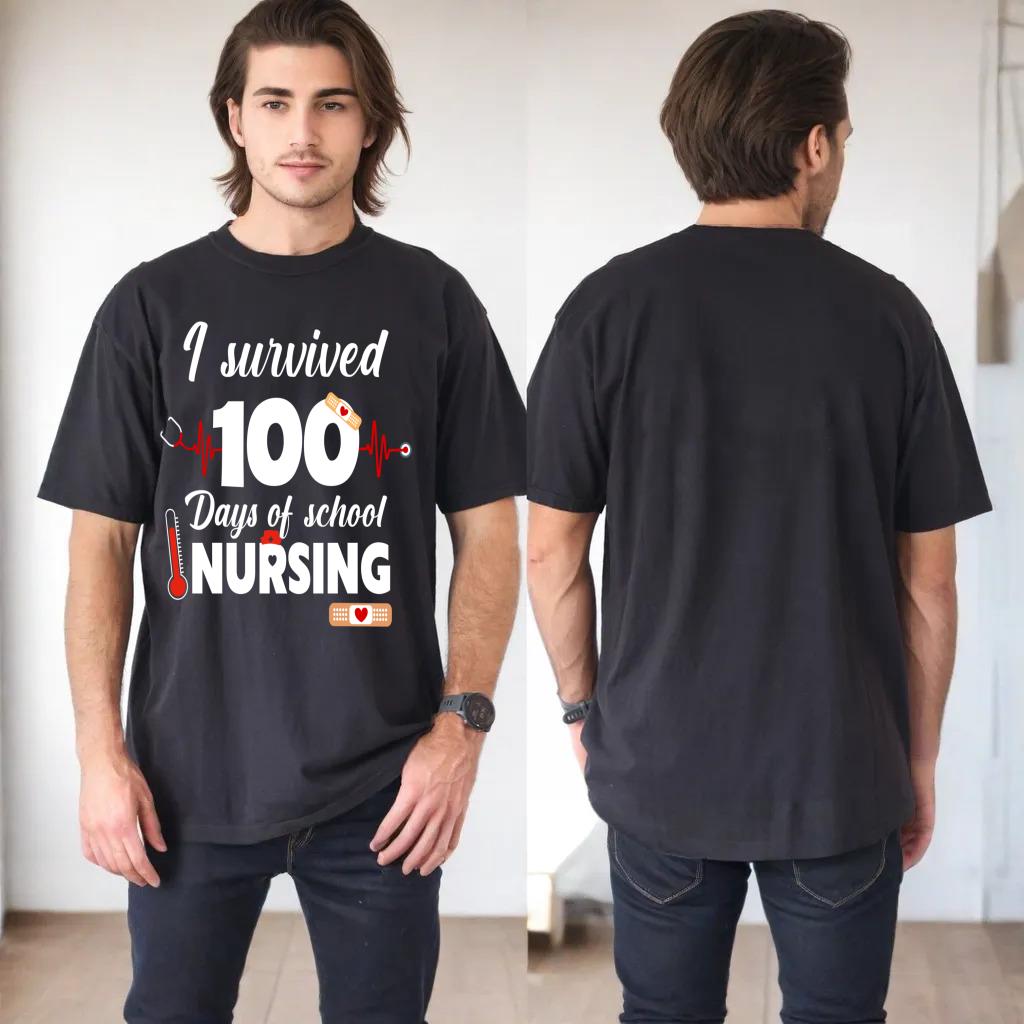 Cute I Survived 100 Days Of School Nursing Scrub School Nurs