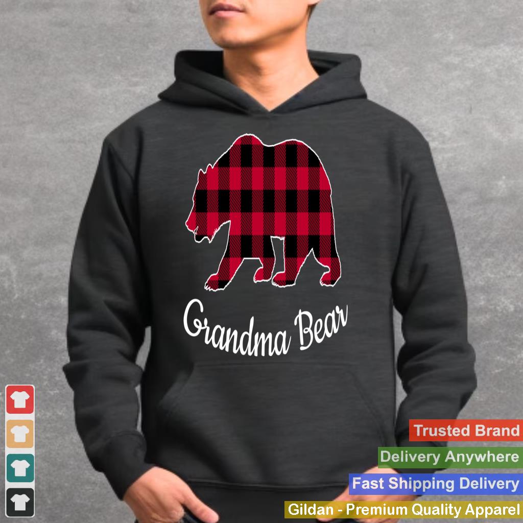 Grandma Bear Christmas Pajama Red Buffalo Plaid Long Sleeve