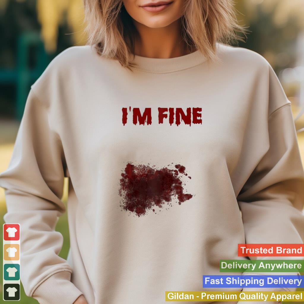 Im Fine Bloody Zombie Bite Scary Halloween Costume Raglan Baseball Shirt