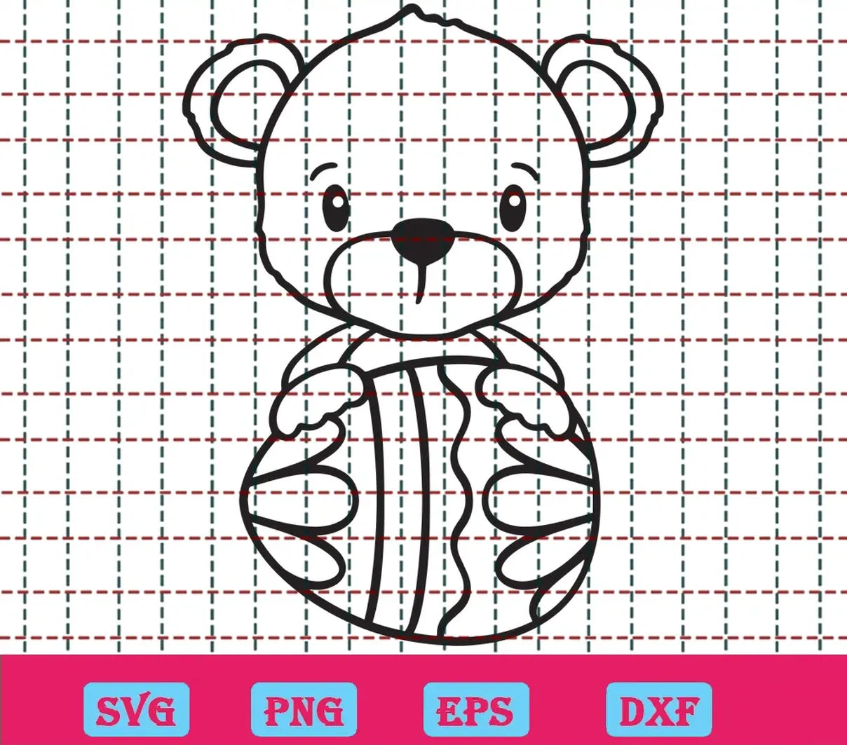 Free Cute Bear Holding An Egg Svg