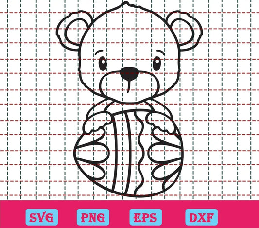 Free Cute Bear Holding An Egg Svg