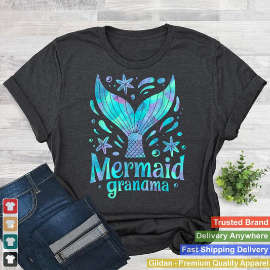 Mermaid Grandma Funny Grandmother Family Matching Birthday