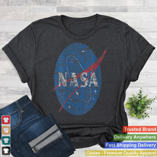 Womens NASA Distressed Vintage Classic Logo V-Neck