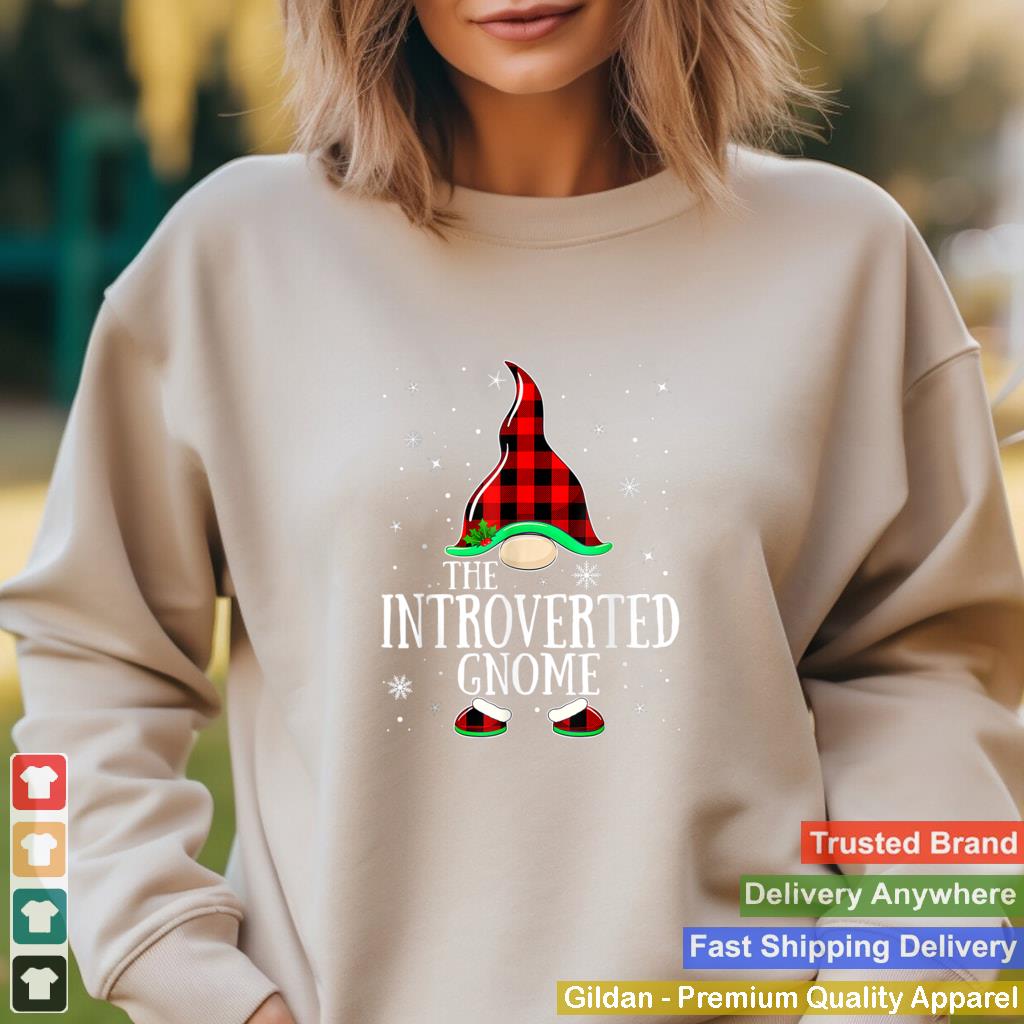 Introverted Gnome Buffalo Plaid Matching Family Christmas T Shirt 2