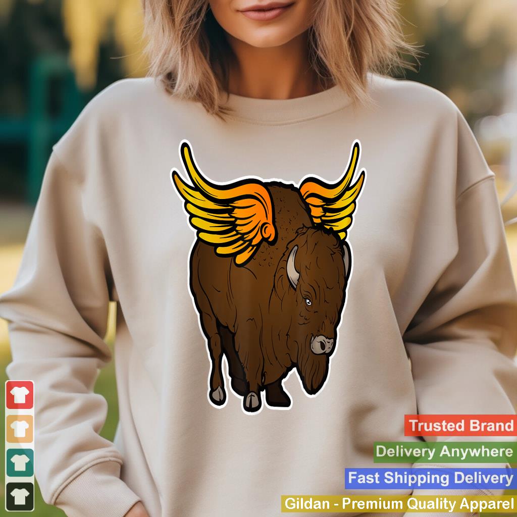 Wild Buffalo Winged Bison Angel Funny Food Art T-shirt