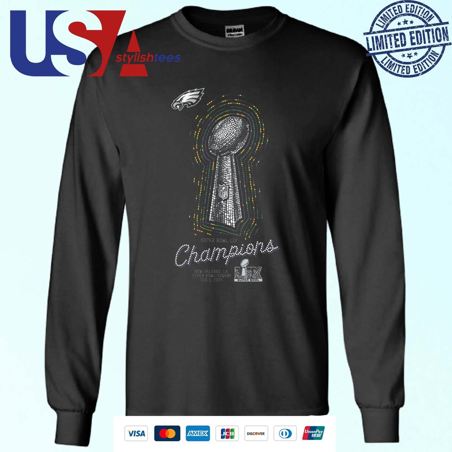 Philadelphia Eagles Super Bowl LIX Champions Lombardi trophy shirt