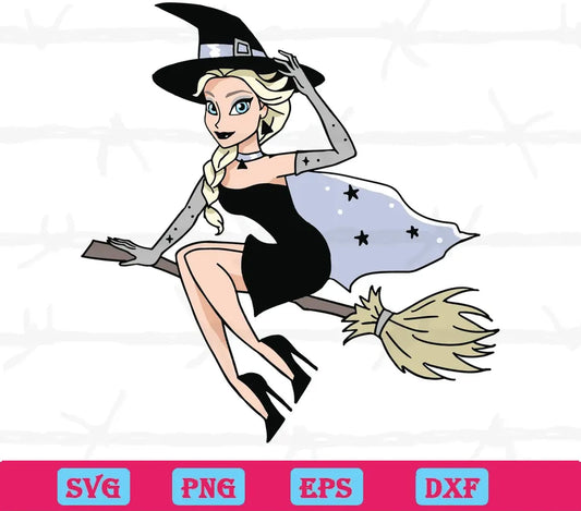 Elsa Witch Hat And Broom, Svg For Commercial Use