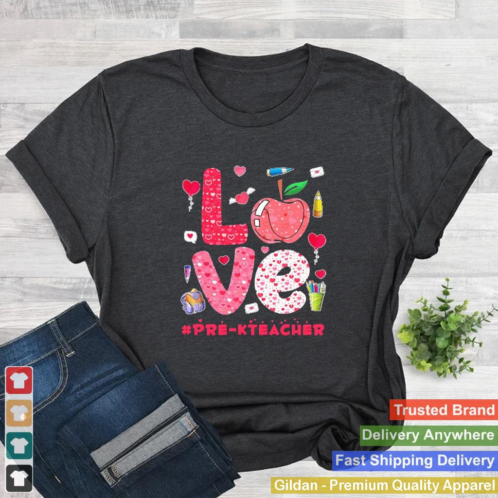 Apple Leopard Love Pre K Teacher Shirt