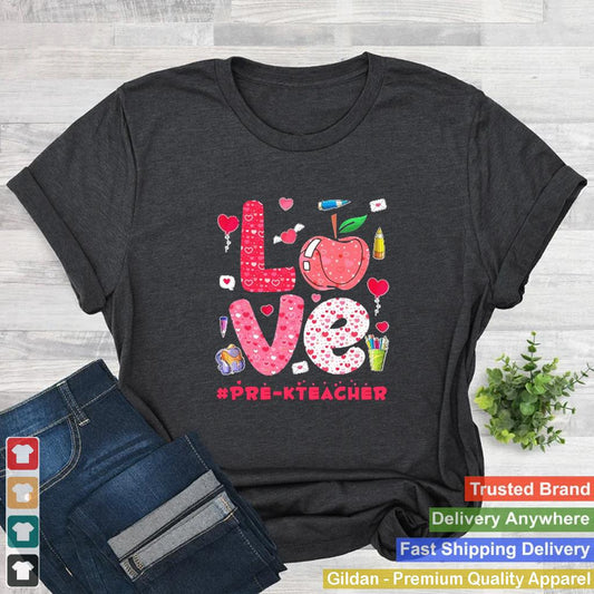 Apple Leopard Love Pre K Teacher Shirt