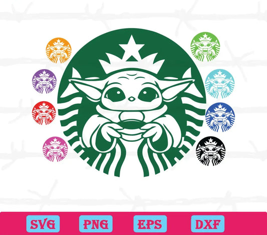 Baby Yoda Starbucks, Svg Png Dxf Eps Digital Files