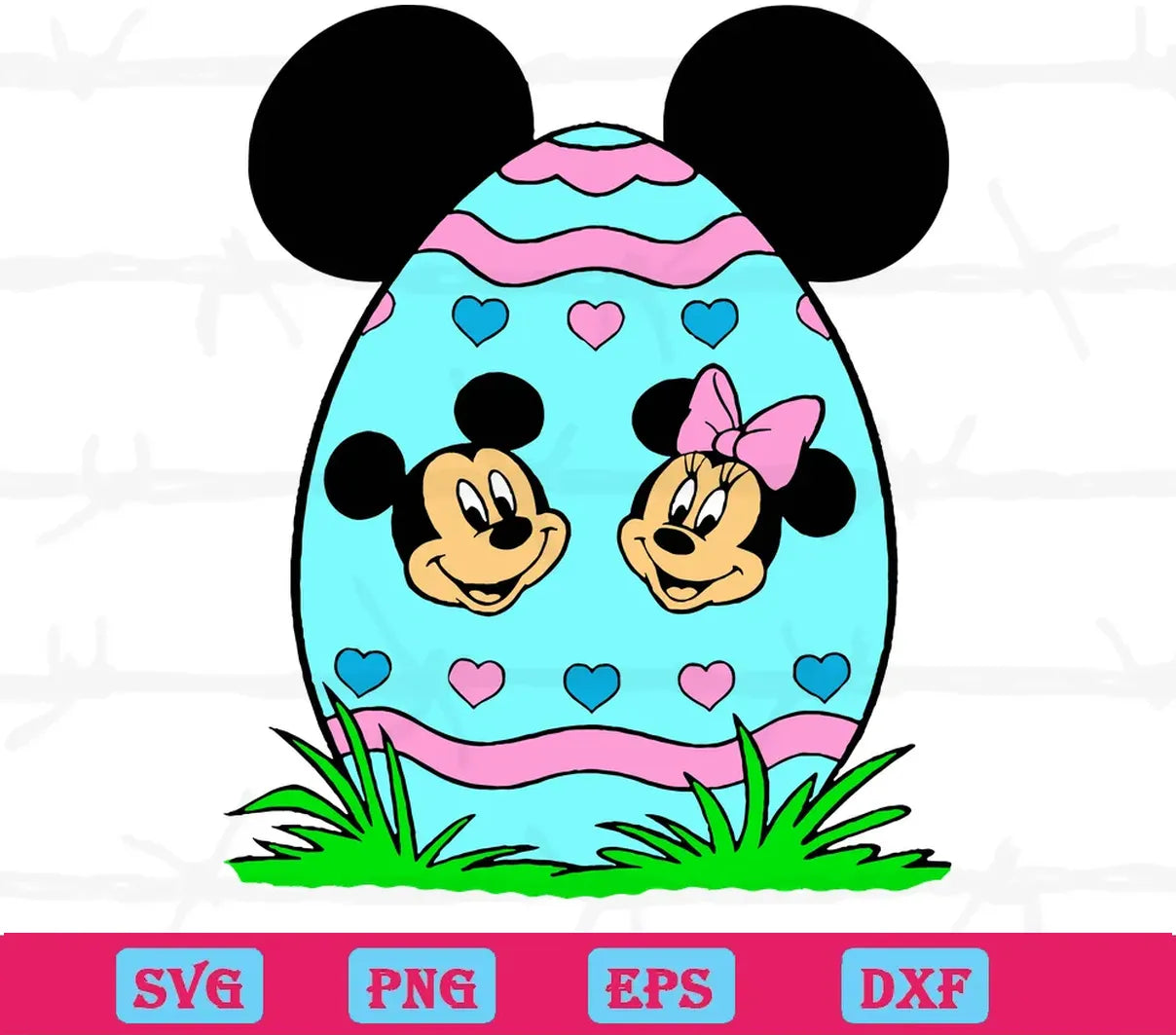 Mickey And Minnie Mouse Clipart For Happy Easter, Laser Cut Svg Files