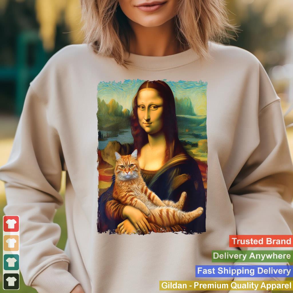 Mona Lisa Holding Cat Kitty For Cats Lover Cat Dad Cat Mom