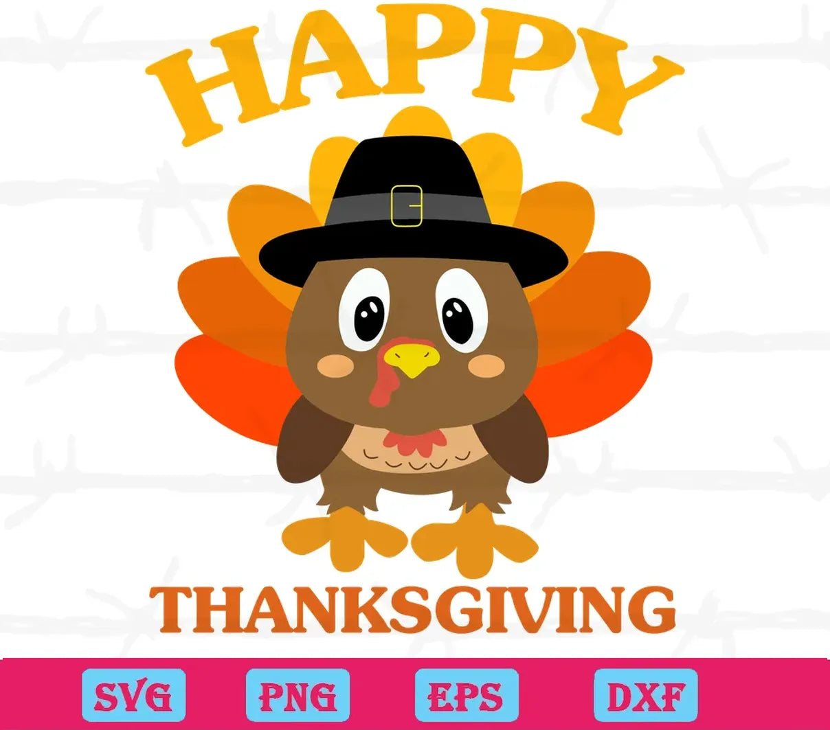 Turkey Happy Thanksgiving, Layered Svg Files