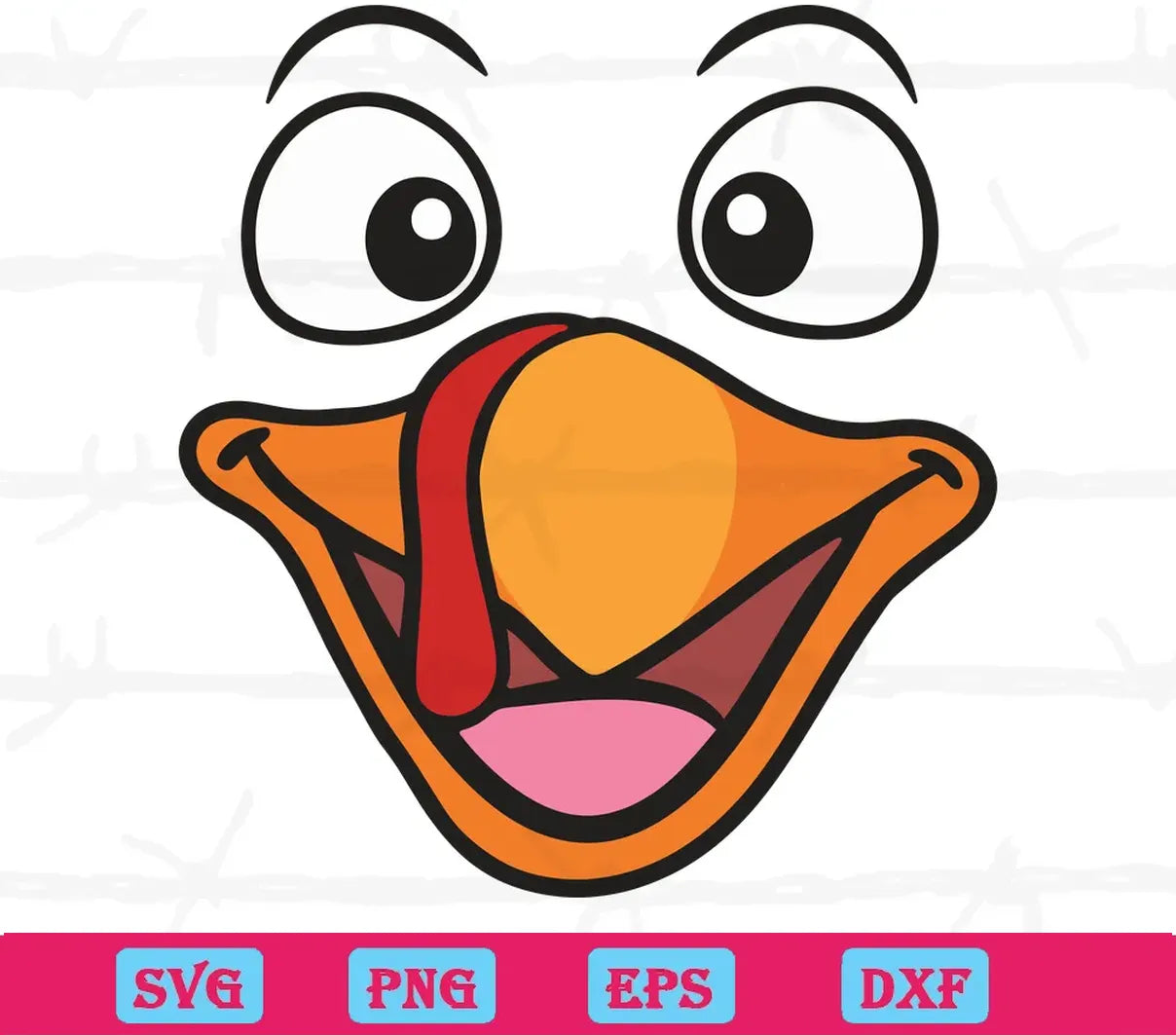 Turkey Face With Big Smile Grin Thanksgiving Day, Vector Svg