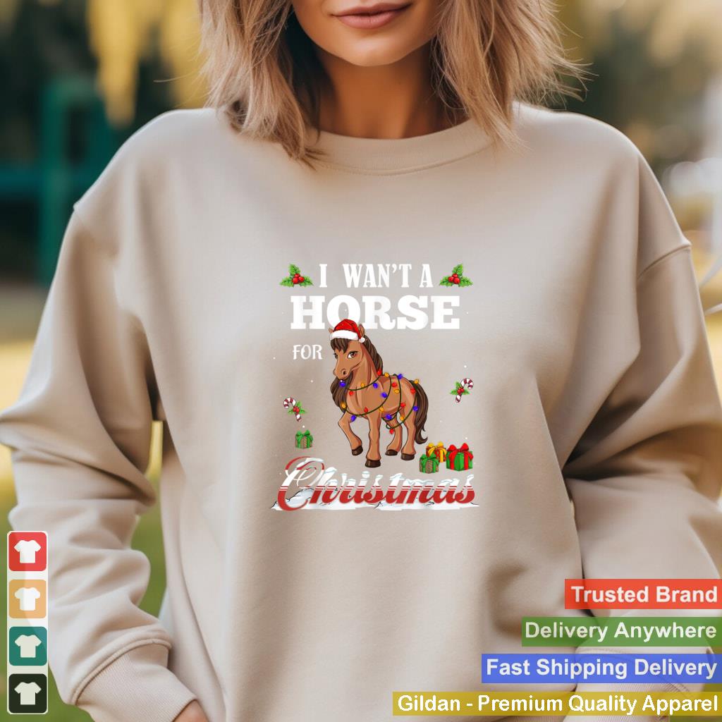 I Want a Horse Christmas Tree Light Santa Lover Safari Anima T Shirt