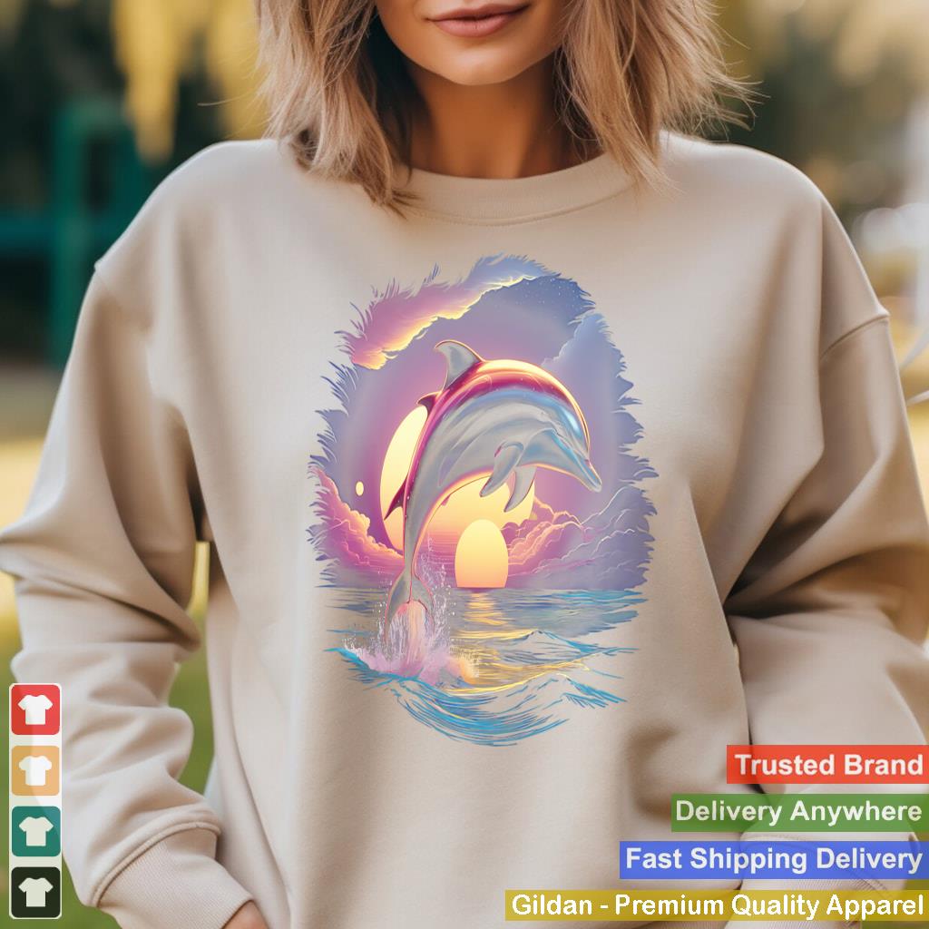 Dolphin Sunset Ocean Wave Sea Life Animal Lover Gift