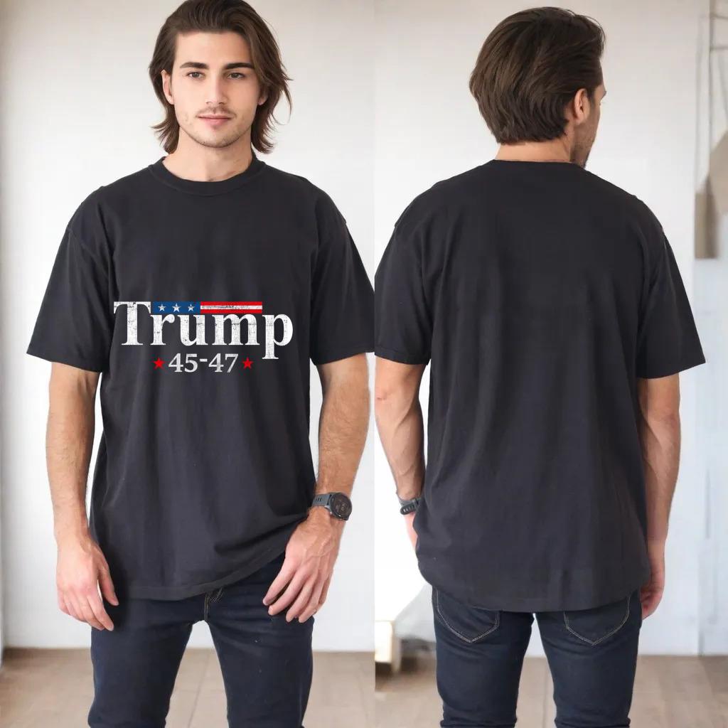 Vintage Trump 2024 Retro US Flag 45-47 Trump Long Sleeve