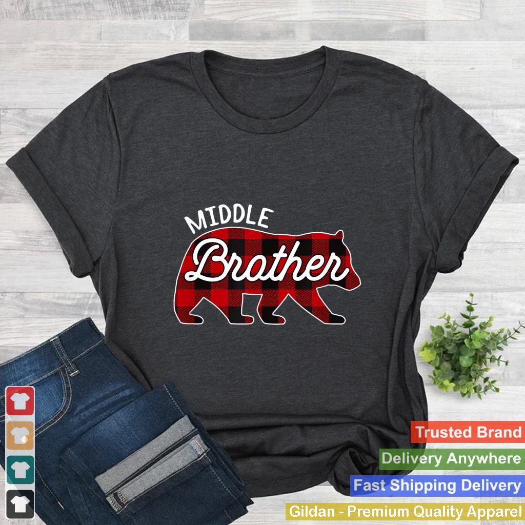 Middle Brother Bear Shirt Red Buffalo Plaid Matching Family