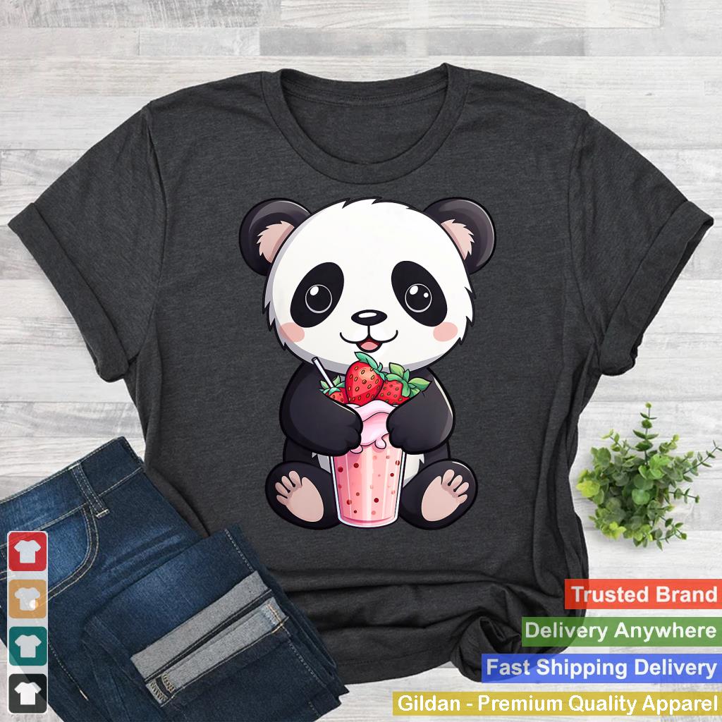 Kids Cute Strawberry Milkshake And Panda Lover