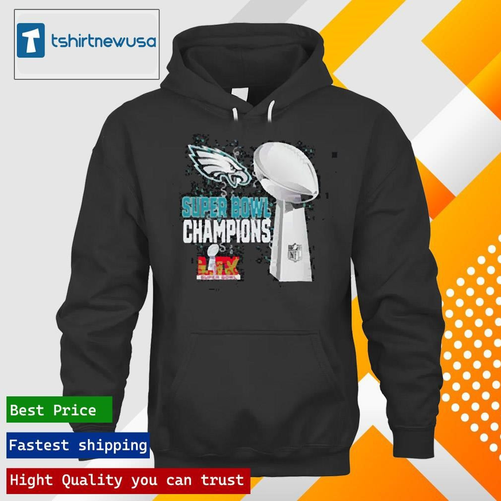 Top Philadelphia Eagles 2025 Super Bowl LIX Champions NFL Trophy Graphic T-Shirt