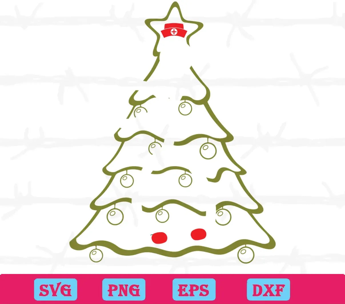 Christmas Tree With Stethoscope, Svg Png Dxf Eps Cricut Silhouette