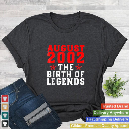 19th Birthday August 2002 The Birth Of Legends Us 2021 shirt