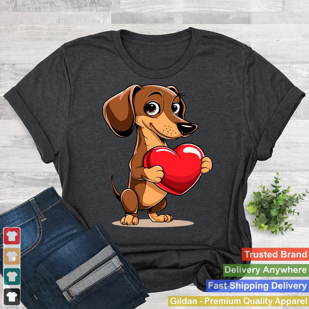 Cute Dachshund Dog Valentines Day Heart Lover Man Women Kids