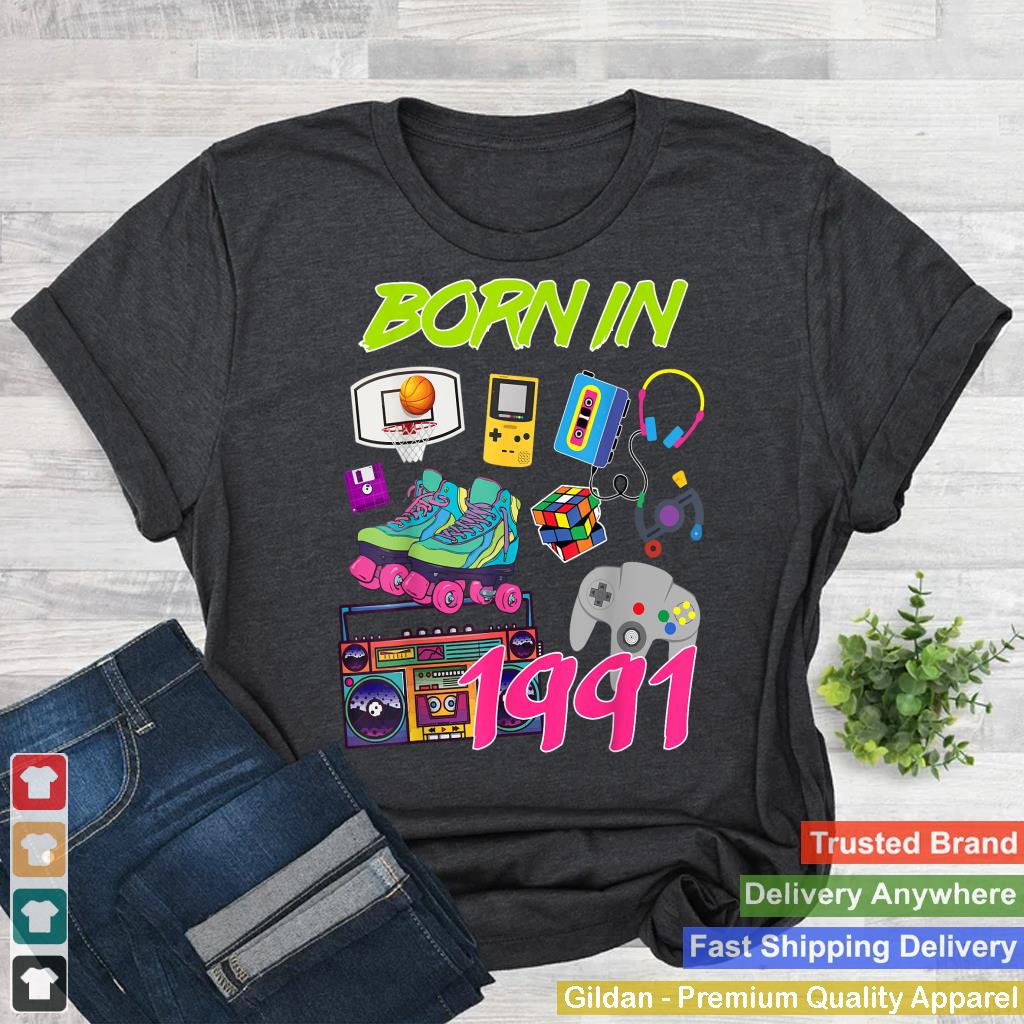 Retro Born In 1991 29th Birthday Tees