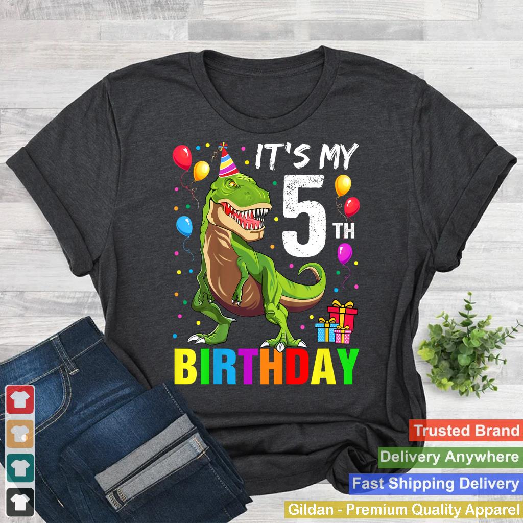 It's My 5th Birthday Happy 5 Year T-Rex Shirt Boys