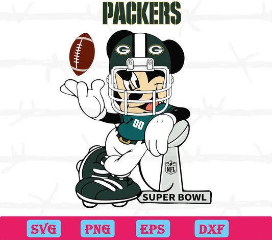 Mickey Mouse Green Bay Packers Nfl Teams, Premium Svg Files