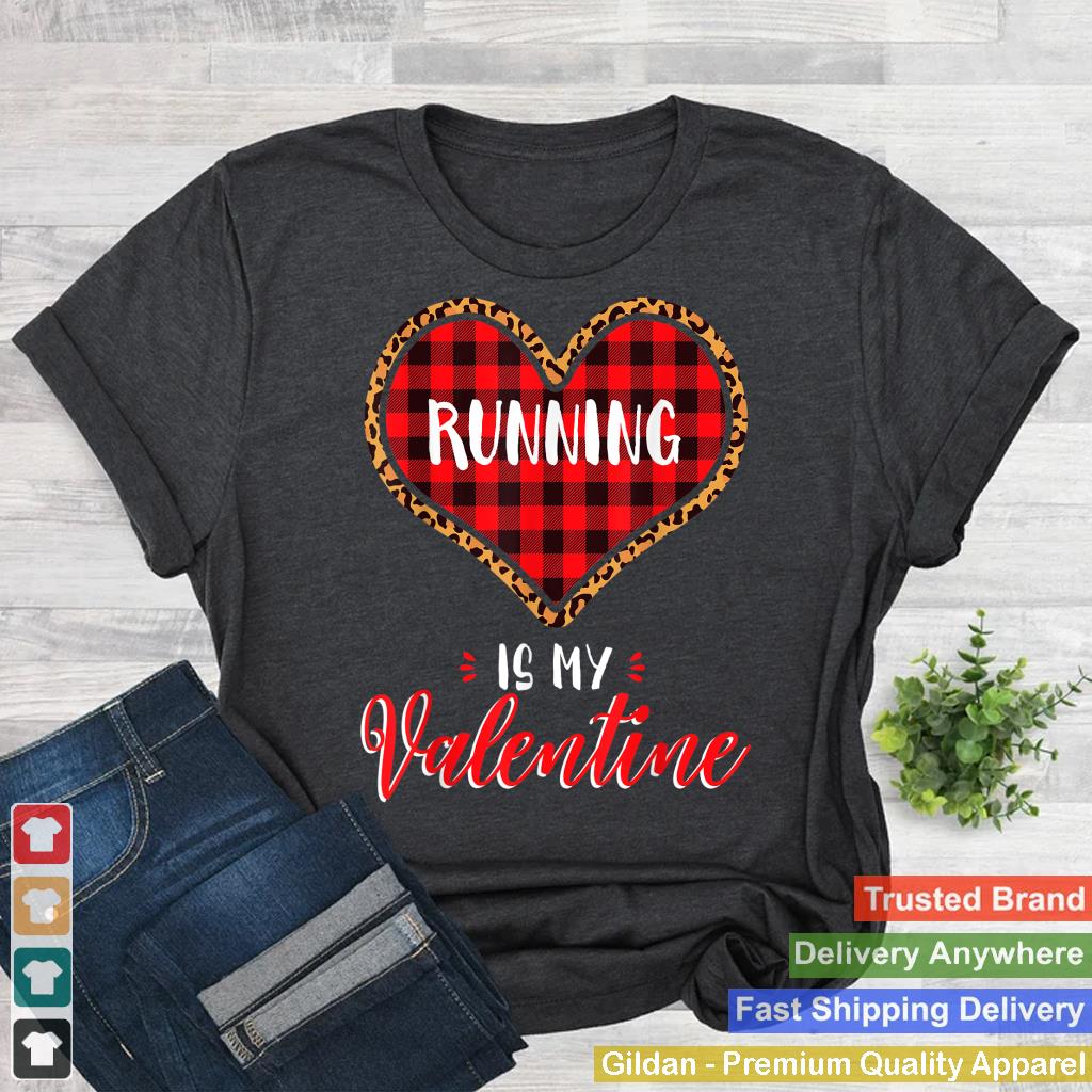 Running is My Valentine Leopard Buffalo Plaid Heart Marathon