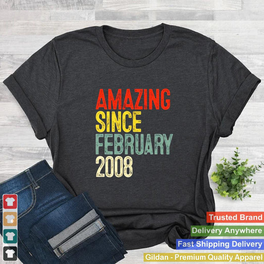 Amazing Since February 2008 14th Birthday Shirt