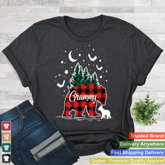 Wildlife Nature Grammy Bear Red Buffalo Plaid Christmas Pjs