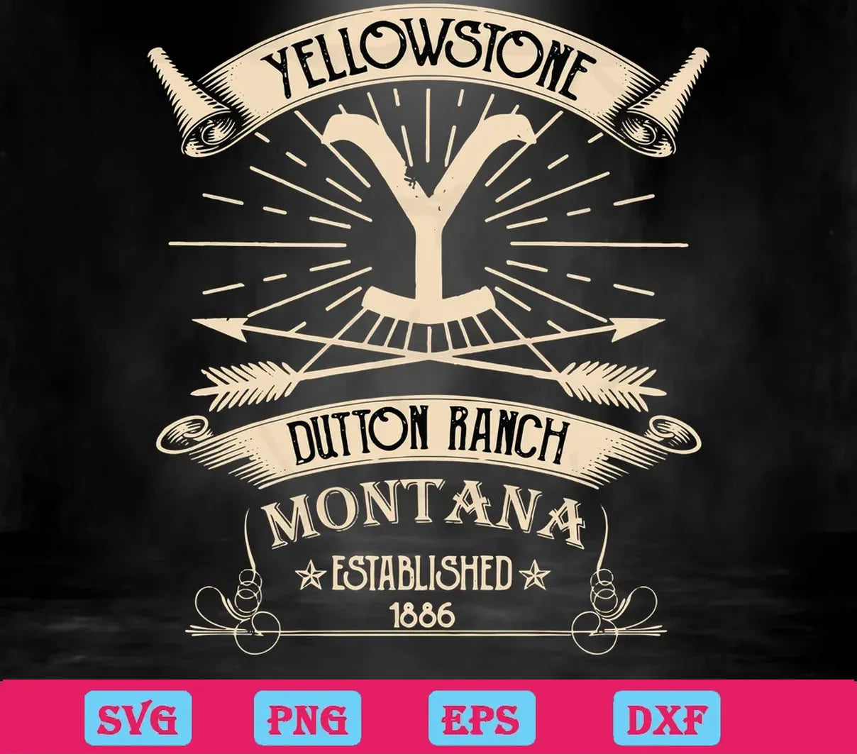 Yellowstone Duton Ranch Montana Old School, Svg Png Dxf Eps Designs Download