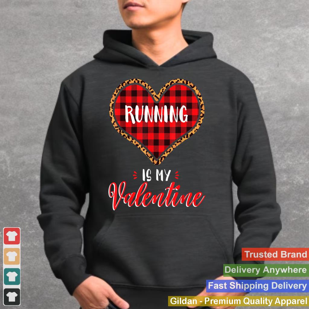 Running is My Valentine Leopard Buffalo Plaid Heart Marathon