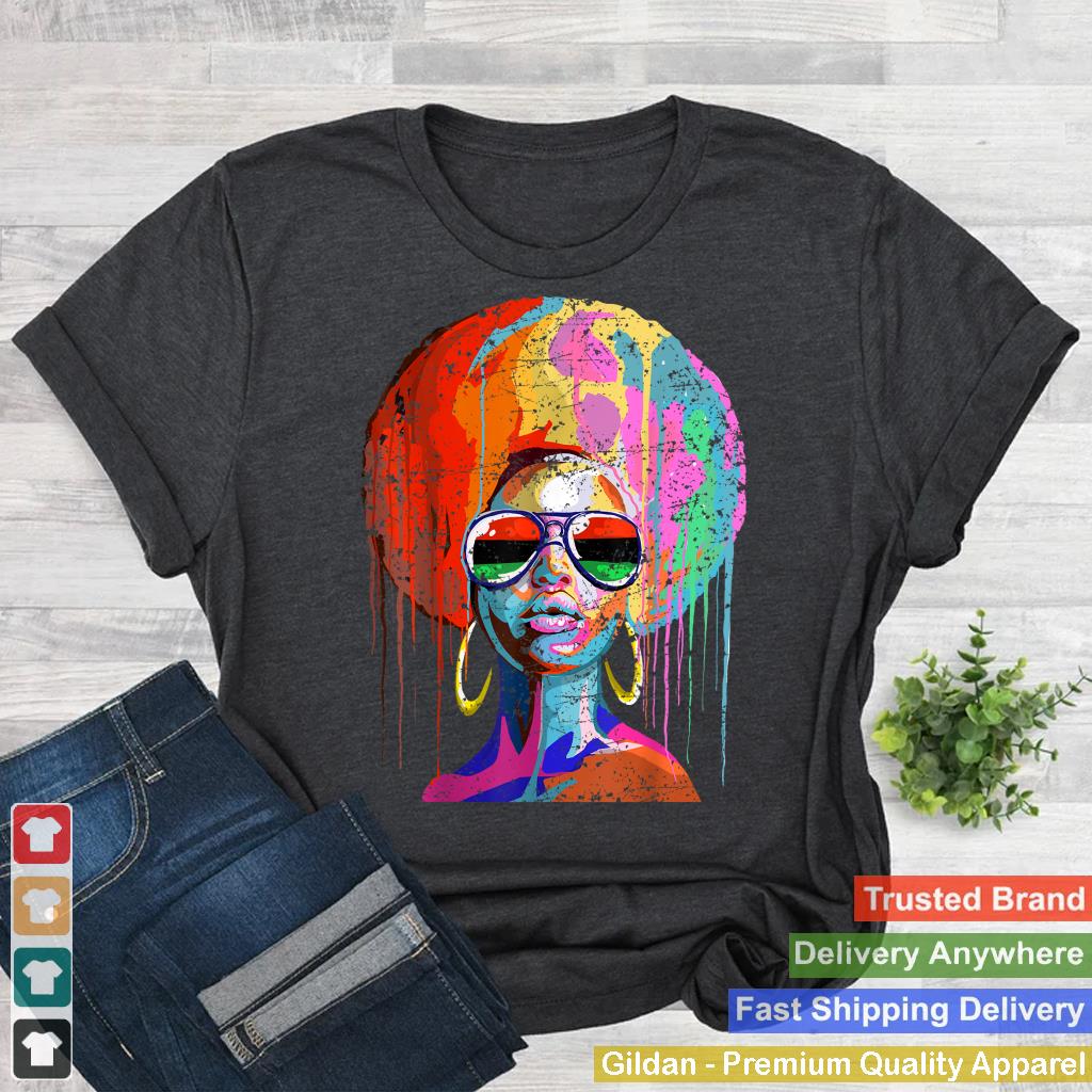 Womens Black Queen Afro Melanin Dripping Juneteenth