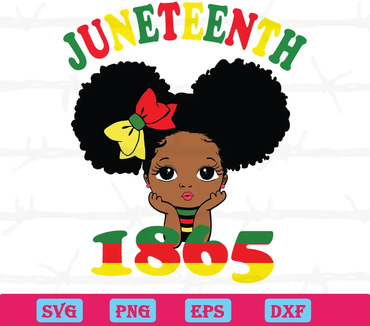 Juneteenth Celebrating 1865 Cute Black Baby Girl , Svg Png Dxf Eps Designs Download