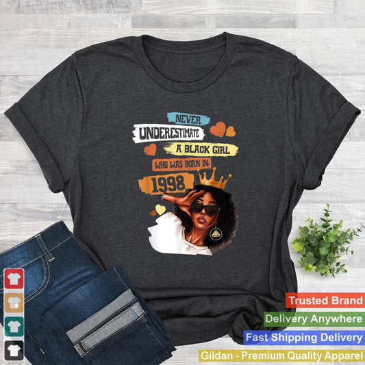 Awesome Since 1998 Black Girl Birthday Melanin Afro Queen T Shirt B0B4K149W5